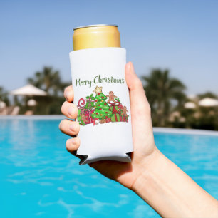 Merry Christmas Gifts Around The Tree Seltzer Can Cooler