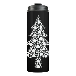 Merry Christmas Gifts Christmas Tree Cat Dog Paw P Thermal Tumbler