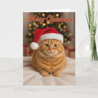 Merry Christmas – Ginger Cat by the Tree   Card