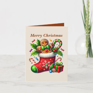 Merry Christmas gingerbread add message Holiday Card