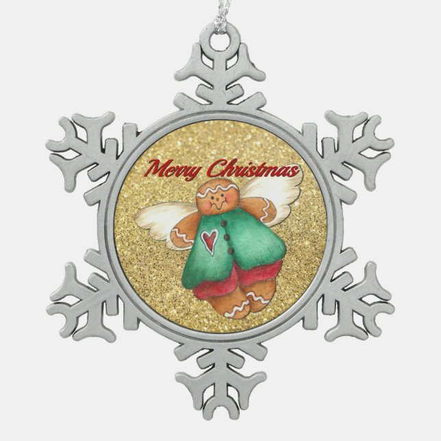 Merry Christmas Gingerbread Angel Ornament (Front)