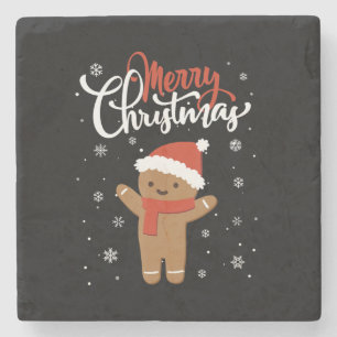 Merry christmas gingerbread   christmas cookie stone coaster