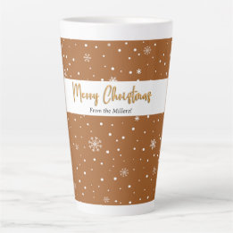 Merry Christmas Gingerbread Colour Snowflake   Latte Mug