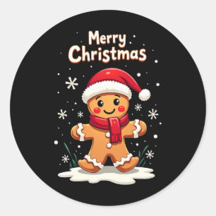 Merry Christmas Gingerbread Cookie Baking Girls Fu Classic Round Sticker