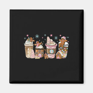 Merry Christmas Gingerbread Cookie Coffee Cups Lat Magnet