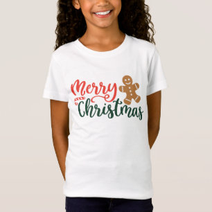Merry Christmas Gingerbread Cookie Girls Shirt