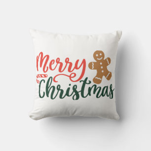 Merry Christmas Gingerbread Cookie Throw Pillow – 