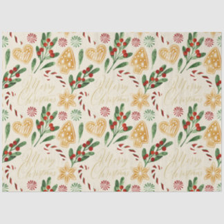 Merry Christmas Gingerbread Cookies Lettering Tissue Paper