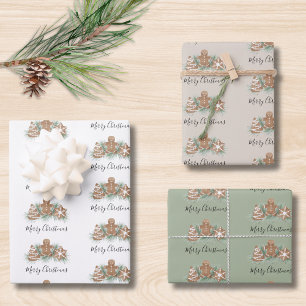 Merry Christmas Gingerbread Cookies Wrapping Paper Sheet