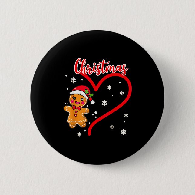 Merry Christmas Gingerbread Couple Christmas  6 Cm Round Badge (Front)