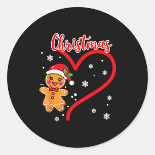 Merry Christmas Gingerbread Couple Christmas Classic Round Sticker
