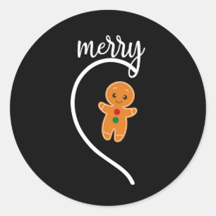 Merry Christmas Gingerbread Couple Christmas Pajam Classic Round Sticker
