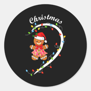 Merry Christmas Gingerbread Couple Christmas Pajam Classic Round Sticker