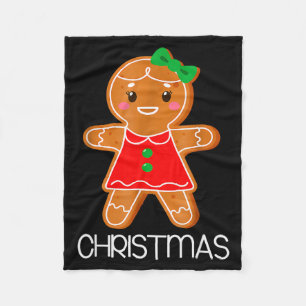 Merry Christmas Gingerbread Couple Christmas Pajam Fleece Blanket