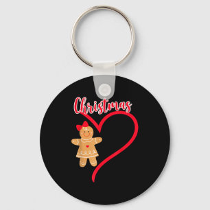 Merry Christmas Gingerbread Couple Christmas Pajam Key Ring