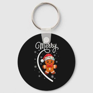 Merry Christmas Gingerbread Couple Christmas Pajam Key Ring