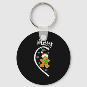 Merry Christmas Gingerbread Couple Christmas Pajam Key Ring