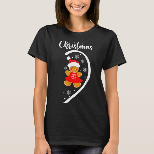 Merry Christmas Gingerbread Couple Christmas Pajam T-Shirt (Front)