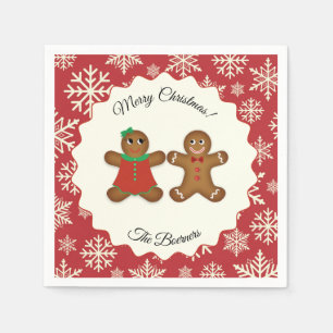 Merry Christmas Gingerbread Couple Paper Napkins
