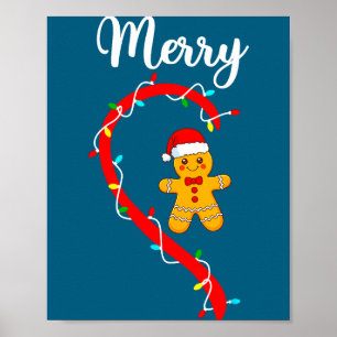 Merry Christmas Gingerbread Couple Xmas Pajamas Ma Poster