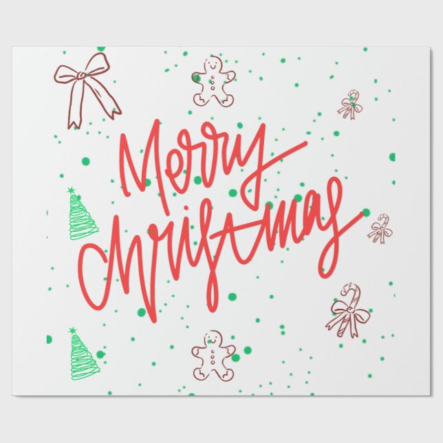Merry Christmas Gingerbread Design.  Wrapping Paper (Flat)