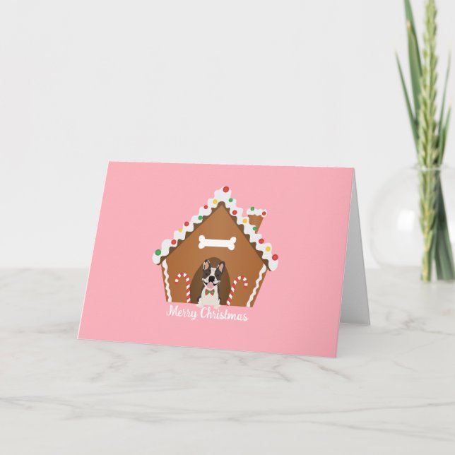 Merry Christmas Gingerbread Dog House Holiday Card (Front)
