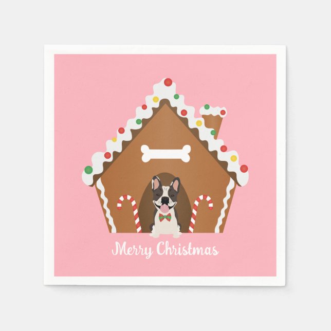 Merry Christmas Gingerbread Dog House Napkin (Front)