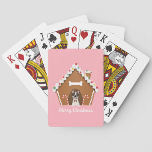 Merry Christmas Gingerbread Dog House Playing Cards