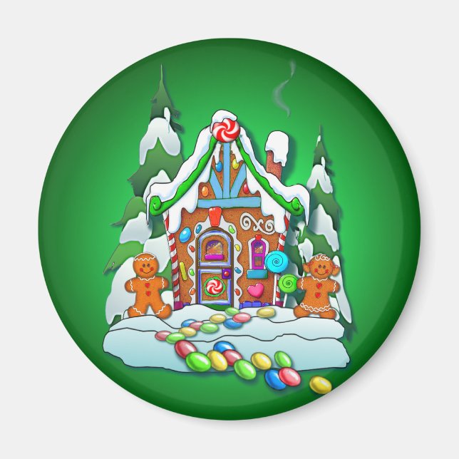 MERRY CHRISTMAS GINGERBREAD HOUSE by SHARON SHARPE Magnet (Front)