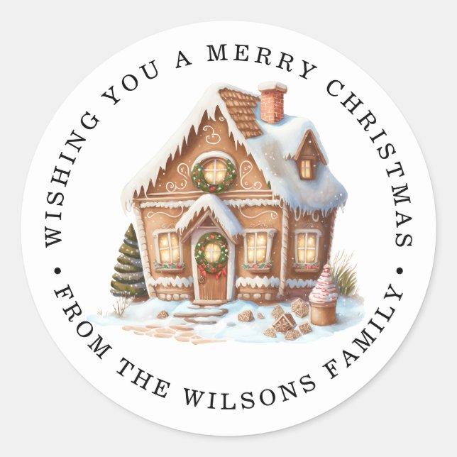 merry christmas Gingerbread house classic  Round Sticker (Front)