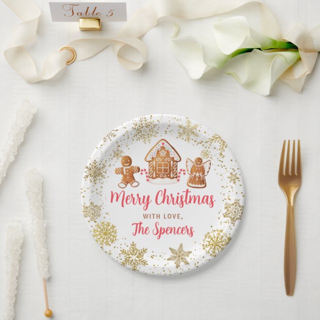 Merry Christmas Gingerbread House Decorating Party Paper Plate (Wedding)