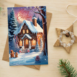 Merry Christmas Gingerbread House Holiday Card