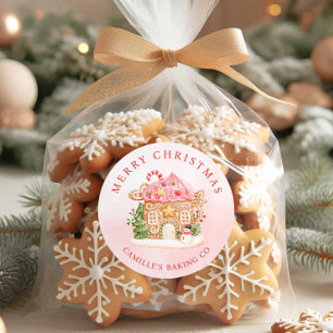 Merry Christmas Gingerbread House Holiday Classic Round Sticker