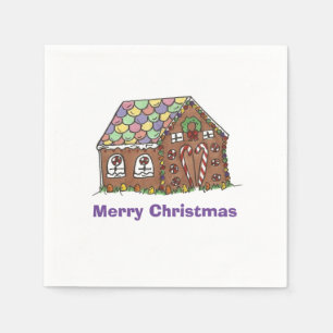Merry Christmas Gingerbread House Holiday Party Napkin