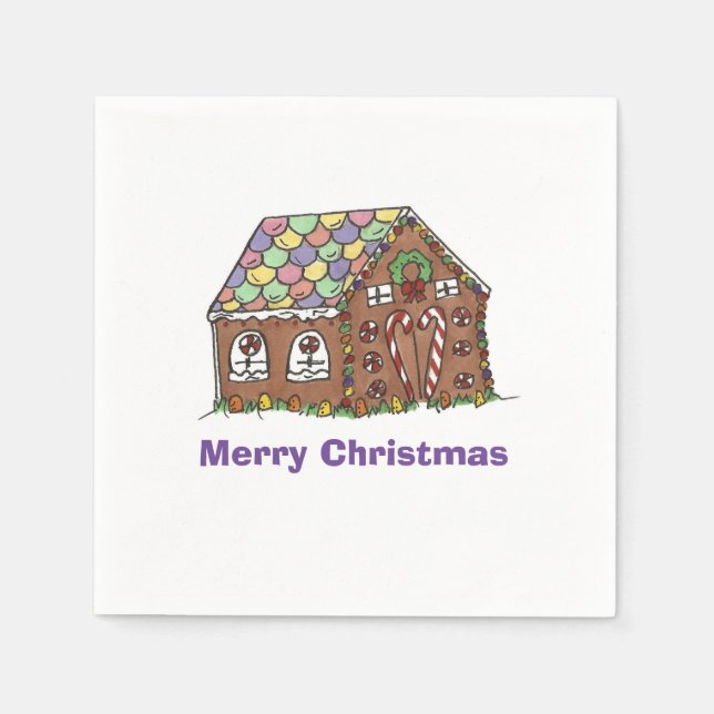 Merry Christmas Gingerbread House Holiday Party Napkin (Front)