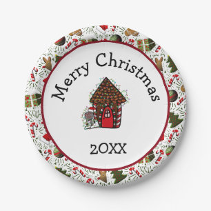 Merry Christmas Gingerbread House Plates