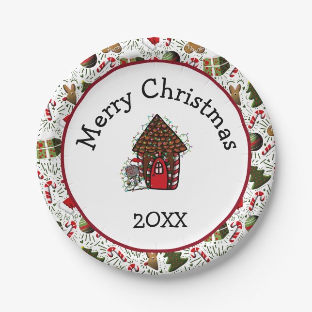 Merry Christmas Gingerbread House Plates (Front)