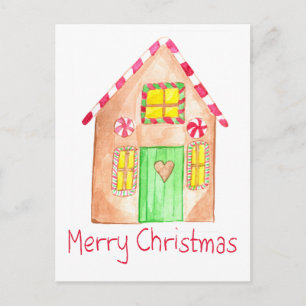 Merry Christmas Gingerbread house Postcard
