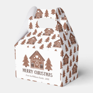 Merry Christmas Gingerbread House & Trees Favour Box