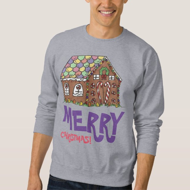 Merry Christmas Gingerbread House Ugly Sweater (Front)