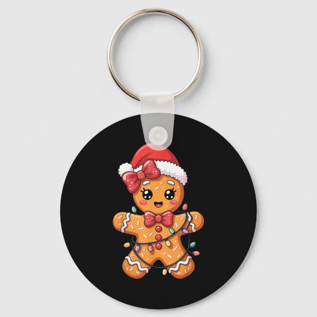 Merry Christmas Gingerbread  Key Ring (Front)