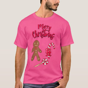 Merry Christmas Gingerbread man Bakery Candy cane T-Shirt