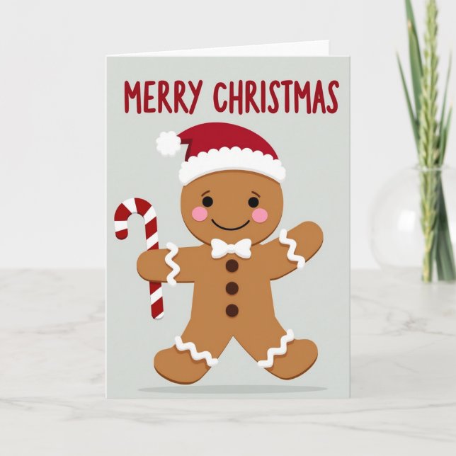 Merry Christmas Gingerbread Man Card (Front)