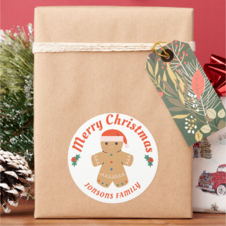 Merry Christmas Gingerbread Man Classic Round Sticker