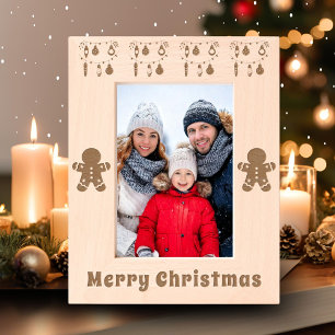 Merry Christmas Gingerbread Man Decor Photo Etched Frames