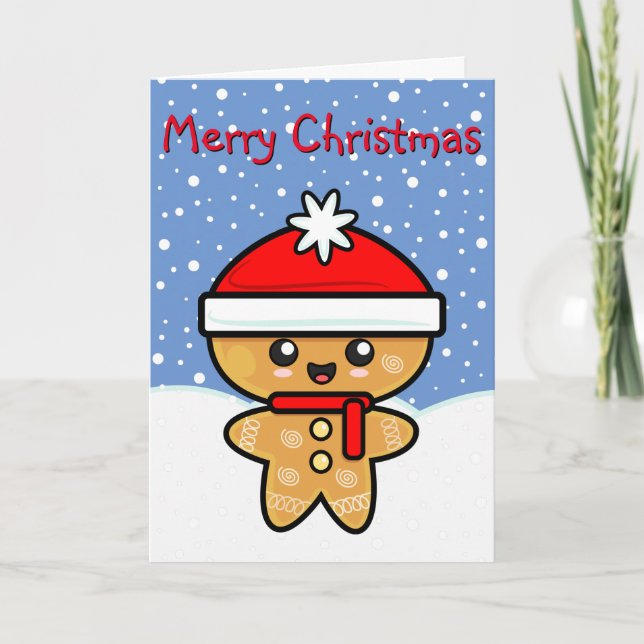 Merry Christmas Gingerbread Man Holiday Card (Front)