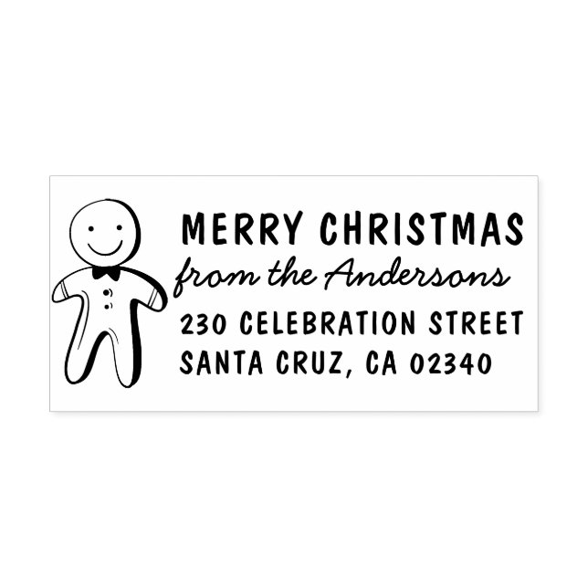 Merry Christmas Gingerbread Man Return Address Rubber Stamp (Imprint)