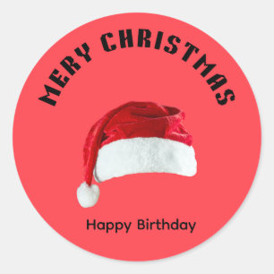 Merry Christmas Gingerbread Man with Santa Hat Vec Classic Round Sticker