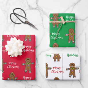 Merry Christmas Gingerbread Man  Wrapping Paper Sheet