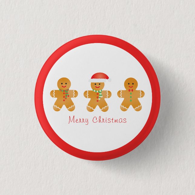 Merry Christmas Gingerbread Men 3 Cm Round Badge (Front)